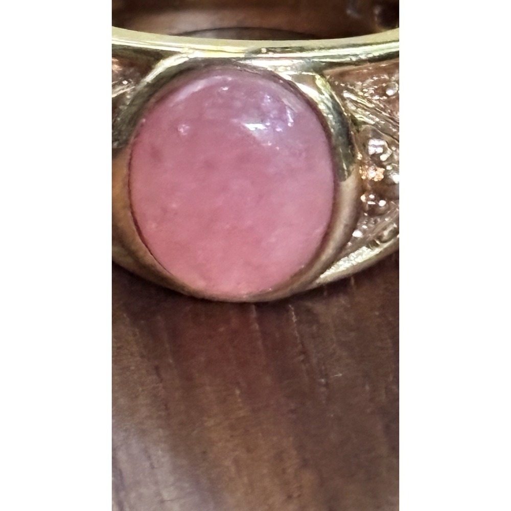 Vtg Sterling Silver Gold Plated Rhodochrosite Pebbled Ring Sz 7 6.8 gms - Picture 2 of 7